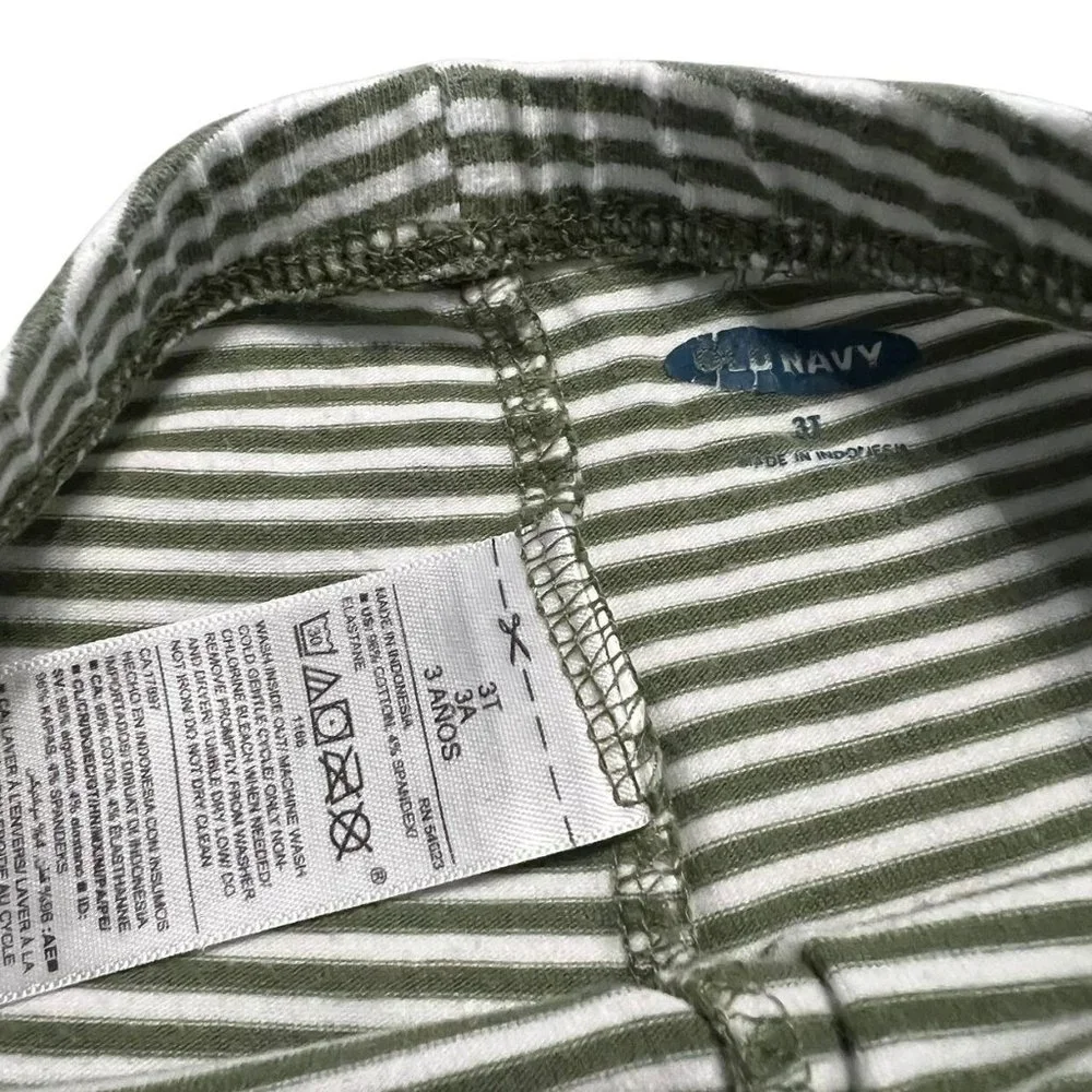 Old Navy 3T Olive Green Striped Leggings